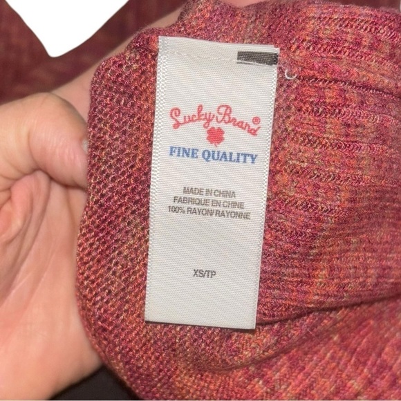 Lucky Brand Red Knit Batwing Woven Sweater Womens XS Western Cowgirl Autumn Fall - Picture 6 of 12